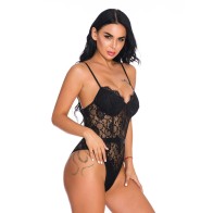 Women Snap Crotch Lingerie Sexy Lace Bodysuit Deep V Teddy One Piece Lace Babydoll