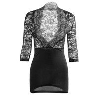 Secretary Uniform Sexy Lingerie Perspective Lace Long Sleeved Hip Wrap Skirt Mini Dress Erotic Deep V Ol Underwear Suit