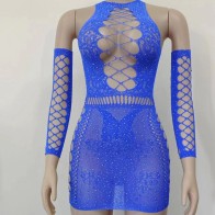 Women Lingerie Fishnet Sexy Babydoll Underwear Catsui diamante glisten