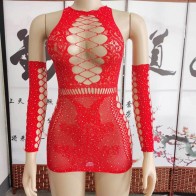 Women Lingerie Fishnet Sexy Babydoll Underwear Catsui diamante glisten