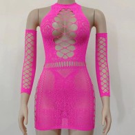 Women Lingerie Fishnet Sexy Babydoll Underwear Catsui diamante glisten