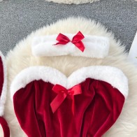 Christmas Cosplay Rabbit Maid Sexy Nightwear Halter Splice Fur Bow Lingerie Combination Erotic Porno Underwear Sets