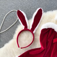 Christmas Cosplay Rabbit Maid Sexy Nightwear Halter Splice Fur Bow Lingerie Combination Erotic Porno Underwear Sets