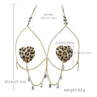 1 Pair Sexy Leopard Nipple Cover Women Reusable Halter Body Chain Tassel Nipple Pasties Bra Body Jewelry Party Club Accessories