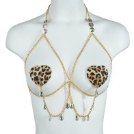 1 Pair Sexy Leopard Nipple Cover Women Reusable Halter Body Chain Tassel Nipple Pasties Bra Body Jewelry Party Club Accessories