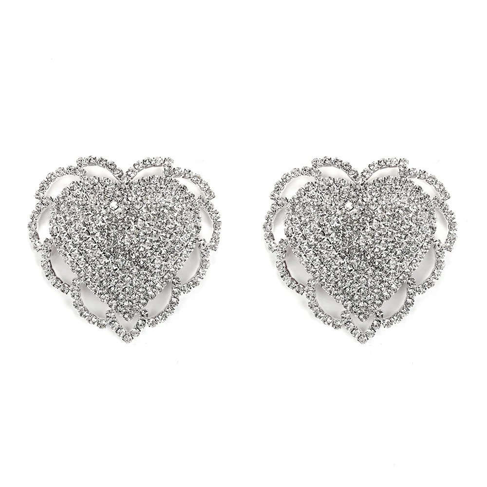 Sexy Rhinestone Nipple Cover Women Love Heart Stainless steel Breast Protector Reusable Nipple Pasties Stickers Bra Accessories