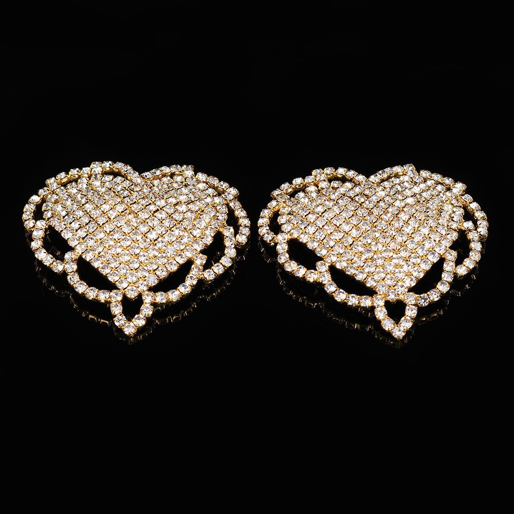 Sexy Rhinestone Nipple Cover Women Love Heart Stainless steel Breast Protector Reusable Nipple Pasties Stickers Bra Accessories