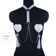 Sexy Sequin Tassel Chain Nipple Pasties Women Linked Nipple Cover Reusable Choker Bondage Body Jewelry Sex Games