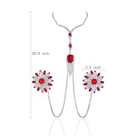 Sexy Rhinestone Flower Nipple Stickers Women Chain Linked Breast Bra Nipple Cover Self Adhesive Bra Nipple Pasties