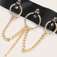 Sexy Leather Ring Nipple Pasties Metal Chain Linked Nipple Cover With Choker Women Reusable Bondage Collar Sex Games Toys