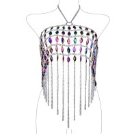 Halter Rhinestone Body Chain Jewelry Women Sexy Tassel Bra Chain Acrylic Beads Vest Beach Festival Bikini Party Body Chains