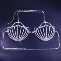 Sexy Sea Shell Bra Top Chest Bracket Body Chain Rhinestone Women Gift Harness Exotic Lingerie Bikini Body Jewelry