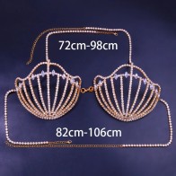 Sexy Sea Shell Bra Top Chest Bracket Body Chain Rhinestone Women Gift Harness Exotic Lingerie Bikini Body Jewelry