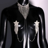 Shiny Rhinestone Nipple Patch Star Tassel Breast Patch Chain Body Jewelry Women Sexy Chest Body Chain Necklace Jewelry