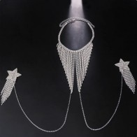 Shiny Rhinestone Nipple Patch Star Tassel Breast Patch Chain Body Jewelry Women Sexy Chest Body Chain Necklace Jewelry