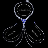 Blue Crystal Tassel Nipple Chain Jewelry Non Piercing Ring Chest Chain Bra Sexy Rhinestone Body Jewelry