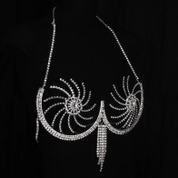 Rhinestone Bikini Bra Rotating Windmill Tassel Harness Lingerie Sexy Women Crystal Chest Body Jewelry