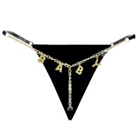 Metal Letter Chain Sexy Women Panties Low Waist G-String Mini Underwear Hollow Transparent Thong Female Erotic Lingerie