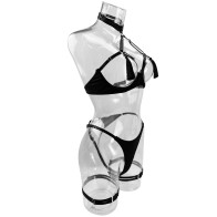 Sexy Tassel Lingerie Set Women Halter Cut Out Erotic Set Back Open Brief Kit Game Bikini