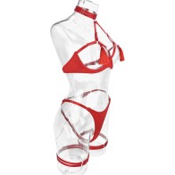 Sexy Tassel Lingerie Set Women Halter Cut Out Erotic Set Back Open Brief Kit Game Bikini