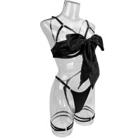 Cut Out Bow Lingerie Set Satin Cute Erotic Set Brief Underwear Bikini Set Nightwear