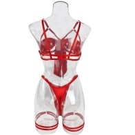 Cut Out Bow Lingerie Set Satin Cute Erotic Set Brief Underwear Bikini Set Nightwear