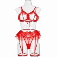 Sexy See-Through Gloves Lingerie Women Belt Mesh Sex Skeleton Erotic Set