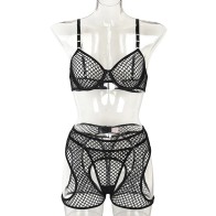 Women's Lingerie Sets Tulle Hip Hollow Out Ladies Sexy Erotic Fishnet Sportswear