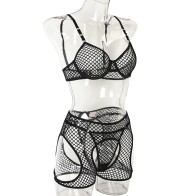 Women's Lingerie Sets Tulle Hip Hollow Out Ladies Sexy Erotic Fishnet Sportswear