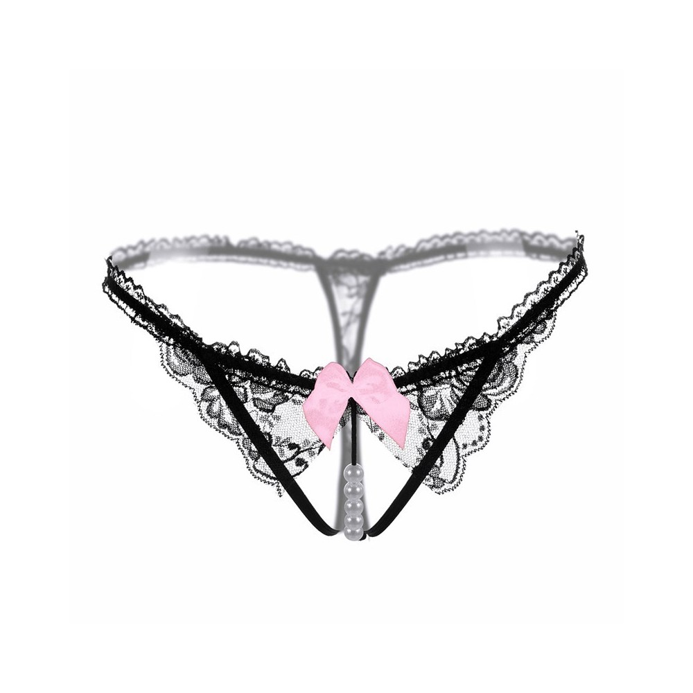 Womens Sexy Lace G-String Panties with Pearls Ball for Women