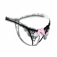 Womens Sexy Lace G-String Panties with Pearls Ball for Women