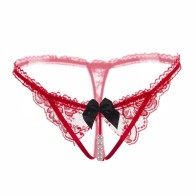 Womens Sexy Lace G-String Panties with Pearls Ball for Women