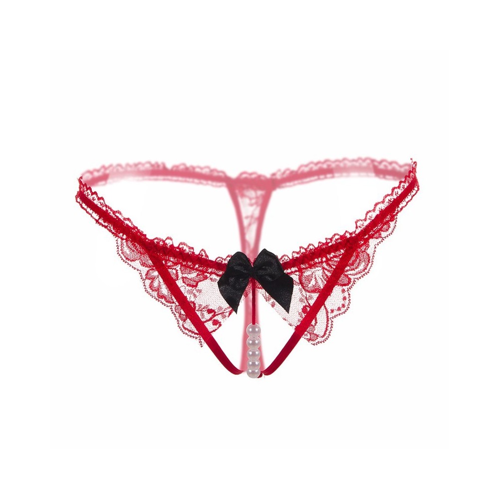 Womens Sexy Lace G-String Panties with Pearls Ball for Women