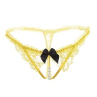 Womens Sexy Lace G-String Panties with Pearls Ball for Women