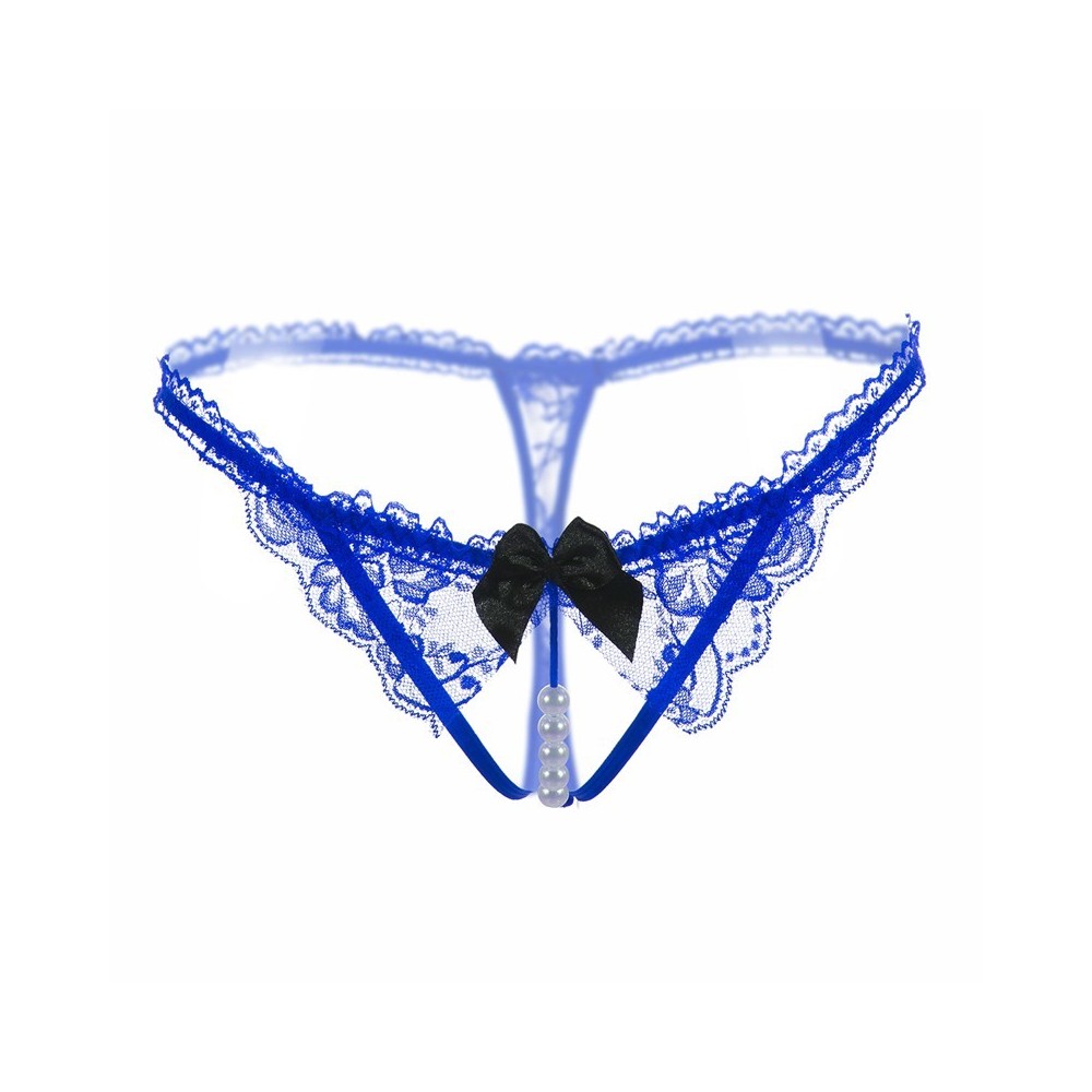 Womens Sexy Lace G-String Panties with Pearls Ball for Women