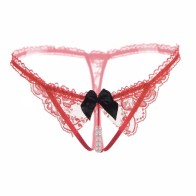 Womens Sexy Lace G-String Panties with Pearls Ball for Women