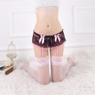 Women Lace Garter Belts and Stocking Set with G-String Garter Skirt