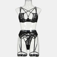 Leopard Lingerie Mesh Bra Sexy Cross Webbing Hollowing Erotic Female Sex Underwear