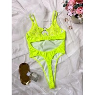 Women's Fishnet Bra Lingerie PU Leather Zipper Crotch One-piece Suit Sexy Mesh Patchwork