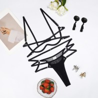 Sexy Open Bra Lingerie Erotic Set Ladies Bra + Thong See Through Bikini Set