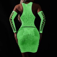 Luminous Sexy Hip Wrap Dress Lingerie Erotic Noctilucent Lingerie 鈥婤odysuits Women Sex Pajamas Club Costumes with Cuff