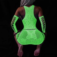 Luminous Sexy Hip Wrap Dress Lingerie Erotic Noctilucent Lingerie 鈥婤odysuits Women Sex Pajamas Club Costumes with Cuff