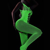 Luminous Sexy Fishnet Pajamas Lingerie Erotic Noctilucent 鈥婤odysuits Women Strap Sex Club Costumes