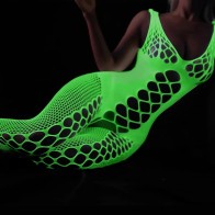 Luminous Sexy Fishnet Pajamas Lingerie Erotic Noctilucent 鈥婤odysuits Women Strap Sex Club Costumes