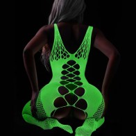 Luminous Sexy Fishnet Pajamas Lingerie Erotic Noctilucent 鈥婤odysuits Women Strap Sex Club Costumes