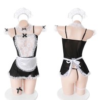 Sexy Maid Dress Lingerie Women Cosplay Lolita Uniform Apron T-panties  Erotic Underwear Role Play Costumes sets