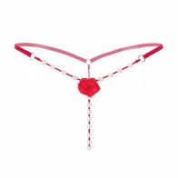 3 Pcs Women Sexy Panties T-Back G-String Rose Flowers Beaded Panty