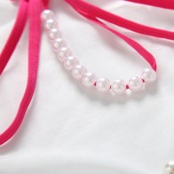 Womens Sexy Pendant Pearl G String,Embroidery Rose Y-Back G-String