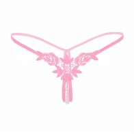 Womens Sexy Pendant Pearl G String,Embroidery Rose Y-Back G-String