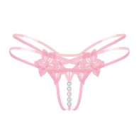 Women G-String Embroidery Pearl G-String Low-Waist Thongs Briefs